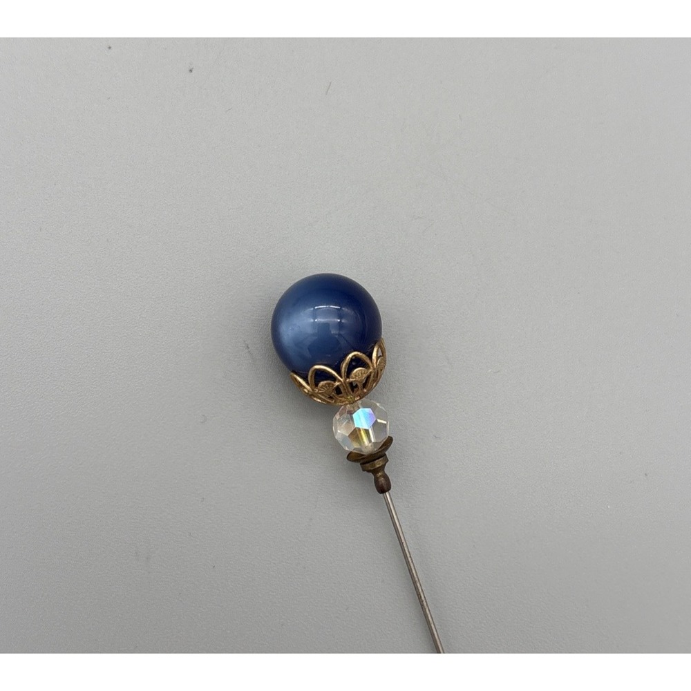 Vintage Victorian Blue World Hatpin Art Deco‎ Exquisite 4" Round